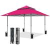 EAGLE PEAK Tenda a baldacchino pop-up a gamba dritta, 4 x 4 m, per esterni, facile da montare per una persona, tenda pieghevole con gronda estensibile automatica, 4 metri quadrati di ombra (rosa scuro
