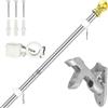 Halorin Asta per bandiera stabile, 1,5 m, in acciaio inox e alluminio, con supporto per bandiera, set di supporto da parete, per casa, giardino, balcone (argento)