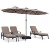 RELAX4LIFE Ombrellone da Giardino 4 x 2 M con Luci LED, Ombrellone Grande con Base e Apertura Manovella per Patio, Terrazzo, Balcone e Ristorante (Caffè-Base+Luci, 4 x 2 M)