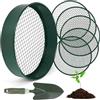 Zoelele Setaccio Terreno per Giardinaggio, Setaccio Terreno in Acciaio Inox da 12 Pollici con 5 Schermi Fine Sostituibili, Guanti e Pala, Setaccio Sabbia, 3mm, 5mm, 8mm, 10mm, 12mm (Verde)