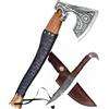 CraftTal Ascia vichinga con coltello a testa sconta, 2 in 1, lama in acciaio al carbonio 1095, fatta a mano, per Capodanno, Natale, regalo di compleanno per gli amanti del vichingo