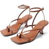 DREAM PAIRS Sandali Infradito Tacco Basso Donna | Tacco Basso 6.5 cm, Punta Quadrata Aperta, Infradito con Cavigliera Regolabile, Soletta Lattice 4mm per Matrimoni e Feste