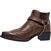 Edelaura Cowboy per Uomo Stivaletti Western Stivali da Equitazione Invernali Monocolore Stampati con Tacco a Blocco e Fibbia Stivali da Lavoro Eleganti in Pelle a Punta per il Tempo Libero