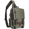 Mygreen Borsa a tracolla in tela tela a tracolla borsa a tracolla zaino da viaggio zaino/zaino, M, verde militare, 13-Zoll-Laptop, Vintage