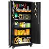 Sightlife Armadio Portautensili in Metallo con Ruote, Mobile Officina con Pannello Forato, Serratura e Ripiani Regolabili, L78 x P39 x A179 cm (Nero, con Pannello Forato)