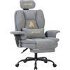 Symino Sedia Gaming in Pelle PU Trapuntata, con Poggiapiedi e Braccioli Regolabili in Altezza, Reclinabile 150°, Schienale Alto Ergonomico con Cuscino Lombare, Portata 150kg - Facile da Pulire