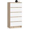 Home Collective Cassettiera in bianco sonoma con 5 cassetti spaziosi, larghezza 60 cm, altezza 121 cm cassettiera camera da letto corridoio soggiorno organizer cassettiera credenza in legno credenza mobile