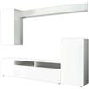 milani home - parete attrezzata soggiorno con mobile porta TV e pensili, bianco, 207 x 34 x 170 cm