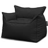 extroitaly Pouf Poltrona Sacco Floss Nero Ecopelle Idrorepellente | Largh. 90 cm Prof. 70 cm Schienale H. 75 cm, Alta Qualità, Cuciture Rinforzate, Doppia Cerniera