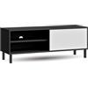Planetmöbel Liora - Mobile TV da 120 cm di lunghezza, con supporto per TV, mobile TV, 38 x 120 x 44,5 cm, colore: antracite e bianco scanalato