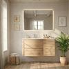 Kiamami Valentina Mobile Bagno Sospeso Curvo 105 cm Rovere Oro Lavabo | 2 cassetti e 1 anta laterale, struttura in legno nobilitato, lavabo in resina, finitura effetto legno, serie Los Angeles