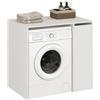 KOMTO Mobile Lavatrice con Scaffale Laterale, Mobile Sopra Lavatrice | Armadio Lavatrice Bianco, Mobile Coprilavatrice con Anta, 95 × 62,4 × 89,4 cm