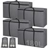 wiksite 4 borse portaoggetti da 180 l, extra large, resistenti agli strappi, Oxford 600D, per traslochi, con manico e cerniera, borsa pieghevole per piumini, biancheria da letto e vestiti, colore grigio