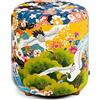Excelsa Living Pouf Rotondo Decorativo con Vano Contenitore, Velluto Multicolore, 39x43 cm, Multicolor, Seduta Imbottita con Piedini in Legno, Portata 150 kg (Kimono)