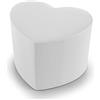 extroitaly Seduta Pouf CUORE (Bianco) Indeformabile in Finta Pelle Idrorepellente Puff Poggiapiedi per Interno ed Esterno, Comodo Dimensioni seduta 50×41 cm. x H.41 cm. Sfoderabile con cerniera