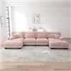 Rvjiahe Divano angolare modulare, set divano a U per soggiorno, 4 posti, comode poltrone Cloud con ottomana mobile, combinazione fai-da-te, ciniglia (Rosa+4 posti)