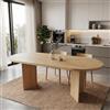 HIYYIH Tavolo da pranzo ovale, 80 x 160 x 75 cm, colore rovere (non | Tavolo da pranzo in stile semplice, tavolo da cucina per 6-8 persone, piano spesso, angoli arrotondati, colore rovere