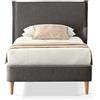 EVERGREENWEB MATERASSI & BEDS EVERGREENWEB Letto Singolo in doghe in legno con Testata e rivestimento in tessuto Tortora | facile da montare |Adatto per materasso cm 90x200 | Letto di Design |Mod. Parigi