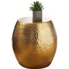 WOHNLING Tavolino Rotondo 42x42x42 cm Alluminio Oro, Tavolino | tavolino decorativo orientale con struttura straordinario, tavolino metallo, fatto a mano, ogni pezzo è unico