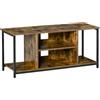 HOMCOM Mobile TV Moderno, Fino a 55'' con Ripiani Aperti, Mobile da Salotto Moderno, Basso, Elegante, Stile Industriale, Legno e Acciaio, 110L x 40P x 50Acm, Marrone Rustico