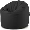 extroitaly Pouf Sacco XXL (Nero) Poltrona in Ecopelle Idrorepellente di Alta Qualita' diametro cm.95 schienale cm.h.130 Riempimento Incluso Cuciture Ribattute Cerniera sul Fondo