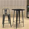 LANTUS Tavolo da bar in legno (MDF) per casa pub, cocktail da pranzo per cucina ristorante, patio, metallo mangia in piedi ferro design industriale, 60 x 60 x 110 cm, nero