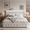 YGHQAP Letto Matrimoniale con Contenitore 160x200 cm, Letto Imbottito a LED USB | Letto Contenitore Matrimoniale in Velluto Struttura Letto con Rete a Doghe e Testiera, Luci LED, porte USB e Type-C, Beige