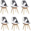 BenyLed - Set di 6 sedie per sala da pranzo in tessuto, sedie da cucina scandinave in lino con gambe in faggio (nero)
