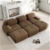 Bladez Divano moderno a 3 posti in velluto a coste, divano letto modulare con pouf ottomano, senza montaggio, divano imbottito Cloud combinabile, per soggiorno (marrone, 3 posti+3)