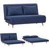 EVERGREENWEB MATERASSI & BEDS EVERGREENWEB Divano Letto Trasformabile in Letto Matrimoniale 160x190 con Materasso e Coppia Cuscini Imbottiti, Divanetto Clic Clac con Schienale Regolabile 3 Posti con Gambe in Legno, Blu | VELVET