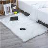 HEQUN Faux pelliccia di agnello di pecora tappeto, pelliccia sintetica decorativa Soffice Pelliccia di agnello imitazione Tappeto Longhair effetto pelliccia divano letto(80 X180 CM, Bianco)