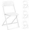 LEADZM Set di 4 sedie pieghevoli in plastica, sedie da pranzo portatili, struttura in acciaio metallico, 158 kg, adatte per feste, matrimoni, picnic, interni esterni (bianco)