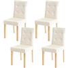 Mendler Set 4X sedie Sala da Pranzo Soggiorno HWC-E58 Legno - Ecopelle Avorio Gambe Chiare