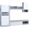 milani home - parete attrezzata soggiorno con mobile porta TV e pensili, grigio e bianco, 248 x 42 x 200 cm