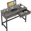 CAIYUN Scrivania con Cassetti, Piccolo Banco da Lavoro con 2 Cassetti in Legno, 100 x 50 x 73 cm, Scrivanie per Casa e Postazioni di Lavoro per Computer per Camera, Grigio
