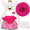 Sunia Rosa Eterna Regalo Donna, Rosa Stabilizzata con Figurine Angelo Regalo Mamma, Angelo Custode Regalo Donna Compleanno, Regali per Lei, Regalo Mamma Nonna Natale San Valentino Festa della Mamma