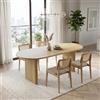 HIYYIH Tavolo da pranzo allungabile ovale, 90 x 140 x 200 x 75 cm, colore | Tavolo da pranzo in stile semplice, tavolo da cucina per 6-8 persone, piano ispessito, angoli arrotondati, noce