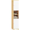 HOMCOM Mobile Bagno a Colonna con Ante 30x30x166 cm Bianco e Legno | 2 Ripiani Aperti, 2 Armadietti, Mobiletto Bagno Salvaspazio, Ripiani Regolabili, Sala da Pranzo Salotto Soggiorno