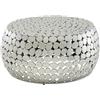 FineBuy Tavolino Rotondo 66x66x32 cm Metallo Argento, Effetto Pietra | tavolino da soggiorno interamente in alluminio, tavolino da divano fatto a mano, tavolino basso, tavolino lounge