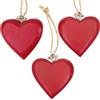 Marzoon Ciondolo a forma di cuore in legno laccato con nastro di iuta, ca. 4,5 x 5 cm, cuore in legno massiccio rosso e bianco (set da 3 rosso)