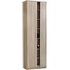 milani home - scarpiera slim alta 60 x 33 x 192 cm, 7 ripiani, effetto olmo, per ingresso e corridoio