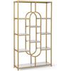 GIANTEX Libreria geometrica per carichi pesanti, con telaio in metallo e protezione antiribaltamento, divisorio per libri, riviste e piante, 95 x 30 x 175 cm (bianco + oro)