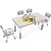 Ansobea Tavolo per bambini con 4 sedie, XXL per bambini, 120 x 60 cm, regolabile in altezza su 7 livelli, per l'asilo e la cameretta dei bambini