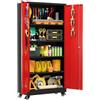 Sightlife Armadio Portautensili in Metallo con Ruote, Mobile Officina con Pannello Forato, Serratura e Ripiani Regolabili, L78 x P39 x A179 cm (Rosso, con Pannello Forato)