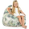 Italpouf Poltrona Sacco L Bambini, Interno ed Esterno, Riempimento Perle Polistirolo, Sfoderabile, Impermeabile, Certificato, Botanico, 90x77 cm