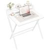 Yaheetech Scrivania pieghevole, 80 cm, scrivania per computer con ripiano, tavolo da lavoro a 2 livelli con supporto per monitor, tavolo per computer portatile per home office/piccole stanze
