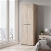 Dmora Guardaroba 2 Ante Hakoko 68x195h cm Marrone Rovere Nodi un Ripiano Appendiabiti, Armadio Camera da Letto Apertura Battente
