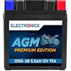 Electronicx AGM Premium Edition 12N5.5-3B Batteria moto 12V 5,5Ah 75A CCA - compatta, sigillata, senza manutenzione, resistente a vibrazioni e perdite - per moto, scooter, quad, ATV