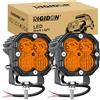 RIGIDON 2x mini faro da lavoro led, 3 pollici 30W 3000lm fari di Profondità | 12V 24V, 3000K ambra, flood spot luci, faretti per fuoristrada auto trattore escavatore camion SUV ATV 4x4 motociclette