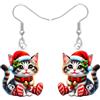 BAMAY Acrilico Natale Gatto Orecchini Gatto Goccia Pendente Novità Gioielli per Donna Ragazze Charms Regali